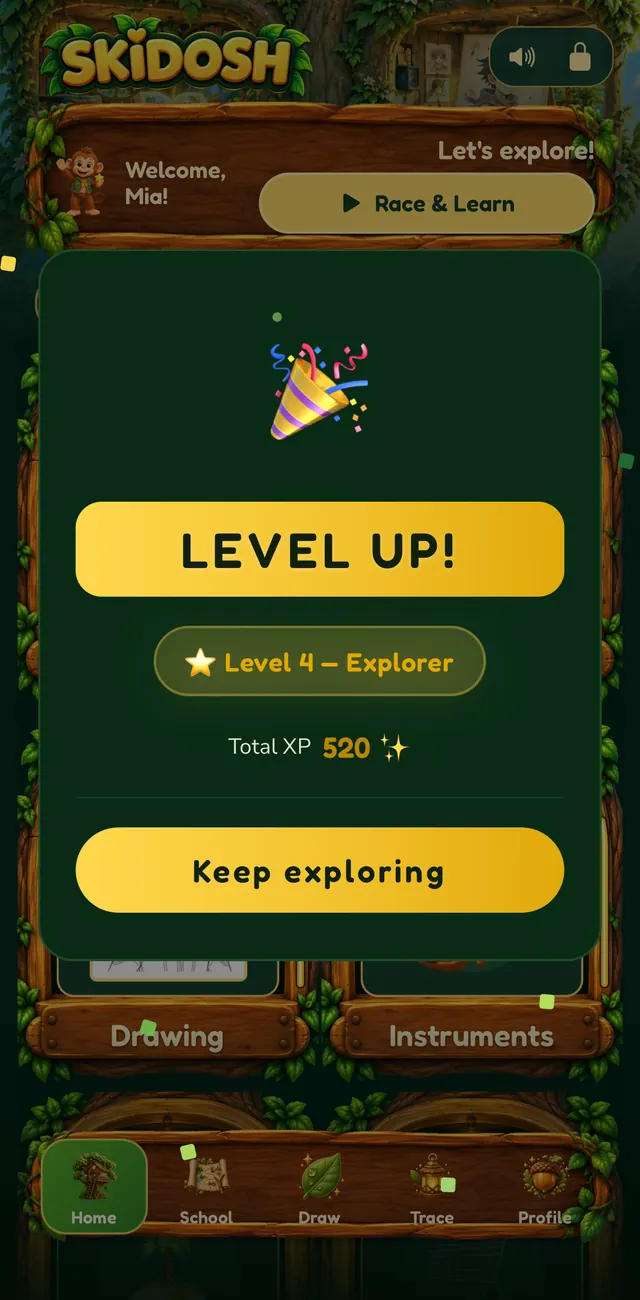 A level-up celebration
